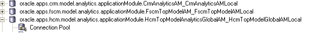 This screen shot displays the Transactional Business Intelligence Oracle ADF Connections in the Physical Layer.